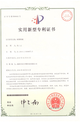 Patent Certificate of Resin Cushion Backup